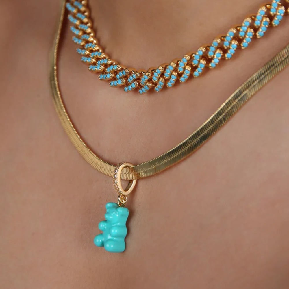 Crystal Haze Nostalgia bear - Mykonos blue - Pave connector